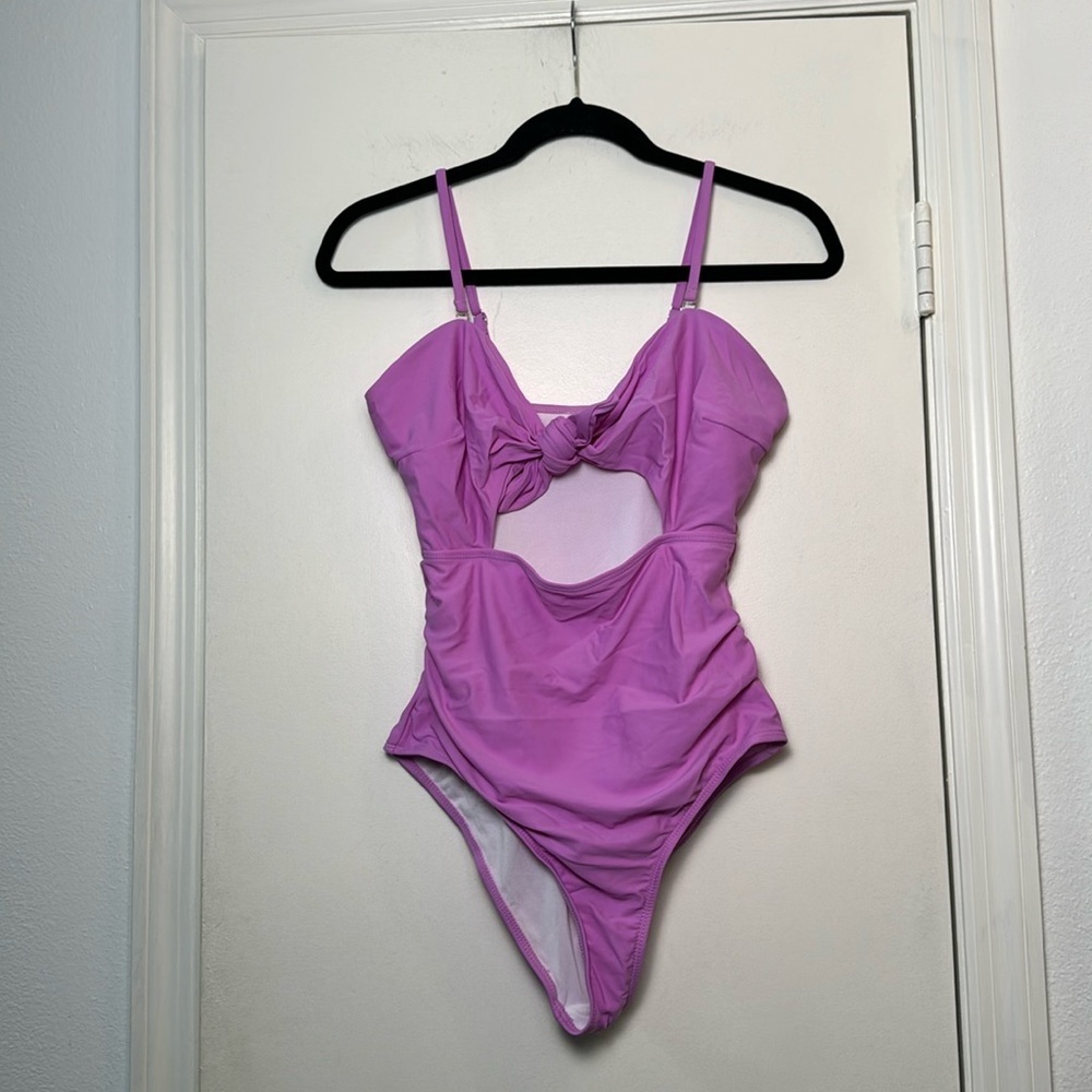NWOT Lavender Purple One Piece Cut Out Swimsuit Size Medium